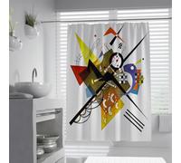 Rideaux de douche stylés W100xL180cm Figures géométriques abstraites peintes motifs de triangles colorés Moustiquaire de salle de bain moderne Décoration intérieure en tissu imperméable lavable