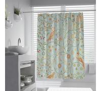 Rideaux de douche William Morris W180xL220cm Chouette de campagne Oiseau de campagne Arbre à fleur de vigne imprimé Tissu facile à entretenir lavable pour baignoire de salle de bain avec crochets
