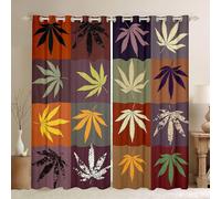Rideaux De Fenetre A Feuilles Botaniques, Avant-Toit, Rideaux De Fenetre De Lit, Traitements De Fenetre A Feuilles De Mauvaises Herbes Botaniques Pour La Decoration De La Piece, Ensemble D'?Illet