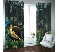 Rideaux de fenêtre Jungle Tropicale Henri Rousseau Rideau Vert occultant Décoration de la Maison Rideaux de Chambre à Coucher de Salon H229xB168