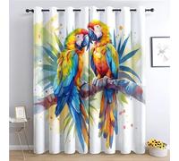 Rideaux de Fenêtre Occultants Coloré, Peinture des Oiseaux Animaux Aquarelle Perroquet Isolation Thermique et Écoénergétiques Rideaux, Décoration de Imprimé Rideau pour Chambre à Salon 234x230 cm
