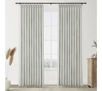 Rideaux de fenêtre plissés 100 % occultants et thermiques gris pour salle à manger, ferme, 132,1 cm de large x 243,8 cm de long