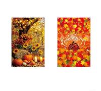 Rideaux De Fenêtre Thanksgiving 2 31.5x47.2in Avec Rubans | Tissu En Polyester Léger Œillets Métalliques Installation pour facile Motifs Citrouille Et Feuille D'Érable Stockage Compact