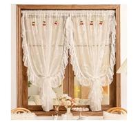 Rideaux de fenêtre transparents à volants, Rideaux à volants en dentelle blanche, Voile de Tulle, français, américain, rétro, cerise, plusieurs tailles(ROD POCKET PROCESS-W100 X H150CM 1PIECE)