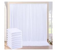 Rideaux De Fond en Satin Rideaux de Fond 12,2 x 3 m: Toile de Fond Photo en Polyester- 8 Panneaux 1,5 x 3 m for fête d'halloween, scène, Anniversaire(White)
