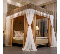 Rideaux de lit à baldaquin double épaisseur pour filles - Draperies de lit à baldaquin princesse, convient aux lits simples/king size, cadre élégant inclus, parfait pour les chambres de rêve