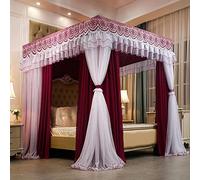 Rideaux de lit à baldaquin Princesse, Rideaux occultants à Double Couche pour lit King Size avec Cadre et Filet à baldaquin