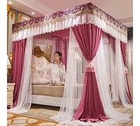 Rideaux de lit princesse à double couche pour filles - Housse élégante à quatre baldaquins pour lit simple/king size avec cadre - Solution élégante de décoration d'intérieur