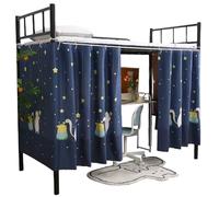 Rideaux de lit superposé 2 panneaux 79 x 45 cm, motif chat ramassant des étoiles, rideaux de lit mezzanine avec œillets, anneau suspension et corde pour 3 côtés, idéal pour dortoir