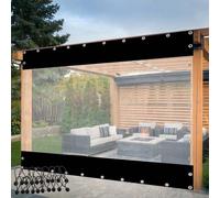 Rideaux de pergola en PVC transparent imperméables et résistants aux intempéries et durables avec œillets - Panneaux latéraux noirs personnalisables pour tonnelle et porche, 2,5 x 3 m (H x L)