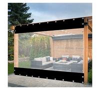 Rideaux de pergola imperméables en PVC - Panneaux latéraux très résistants de 0,5 mm avec œillets pour tonnelle et porche - Noir personnalisable - 2,5 x 1,8 m