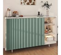 Rideaux de porte pliants en lin vert occultant pour placard, 70 x 120 cm (l | Thermique, insonorisé, imperméable, anti-poussière, anti-décoloration, autocollant, locataire, armoire, bibliothèque, casier