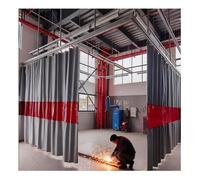 Rideaux De Séparation pour Soudage, Écran De Protection En Vinyle Ignifugé pour Soudage Avec Fenêtre De Visualisation Rouge, pour Ateliers Et Découpeuses(Gray-0.5mm,2.5x3m/8.2x9.8ft)