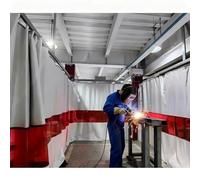 Rideaux de soudure enduits de silicone avec panneau de visualisation rouge Bouclier thermique et sécurité Ber pour ateliers et entrepôts Couverture de soudure 2,5 x 2,5 m