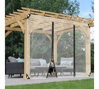 Rideaux de terrasse d'extérieur avec porte zippée, bâches en PVC transparent durable, panneaux latéraux personnalisables, 3,5 x 3,5 m (11,48 x 11,48 pieds) pour pare-soleil et intimité.