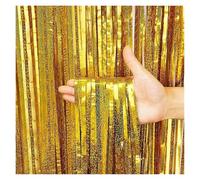 Rideaux de toile fond fête 2M | Décoration de mariage en aluminium à franges de guirlandes scintillantes(Color 6)