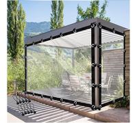 Rideaux de tonnelle en PVC transparent avec œillets pour terrasse et porche - Panneaux latéraux avec corde