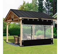 Rideaux de tonnelle en PVC transparent avec portes à fermeture éclair - Imperméable et personnalisable - 3,5 m x 2,5 m - Pour pergolas, porches, espaces extérieurs et solutions de confidentialité