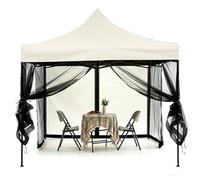 Rideaux de tonnelle - Moustiquaire pour extérieur - 4 panneaux avec fermeture éclair - Filet de rechange universel en polyester