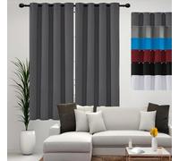 Rideaux Décoratifs 95 x 110 cm Opaque à Oeillets Isolation Lumiere Draperies Intérieurs Modernes Isolation Thermique,pour Salon, Gris Foncé