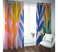 Rideaux Design colorés Lumineux et Audacieux pour Chambre à Coucher Salle de Bain décoration intérieure Feuilles abstraites Rideaux occultants isolés thermiquement Extra Larges W175xL180cm 2 pièces