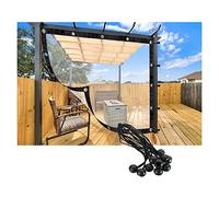 Rideaux D'extérieur avec Perforations Panneaux Bâche Coupe-Vent Bâche Transparente Imperméable. ppour Balcons, Terrasses, Pergolas(2.5x2.5m/8.2x8.2ft)