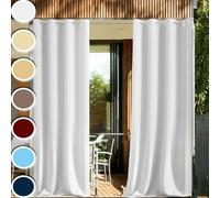 Rideaux D'Extérieur Blanc Anti UV Imperméable Isolation Thermique Résistant aux intempéries Rideaux Occultant pour Pergola Extérieur Patio Pavillon Véranda 200x180cm