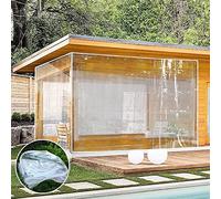 Rideaux d'extérieur en PVC imperméables et robustes pour pergola, porche, tonnelle, 3,7 m x 7 m, transparents personnalisables, résistants aux UV et aux intempéries, 500 g/m²