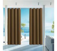 Rideaux d'extérieur imperméable Opaque Anti UV isolants Thermiques Protection Solaire Rideaux d'extérieur pour Terrasse Balcon Pergolas B290xH220cm Marron