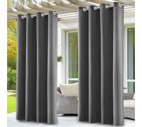Rideaux d'extérieur Imperméables, 1 Rideau Occultant Thermiques, Rideau pour Pergola à Oeillets en Haut, Rideau Exterieur Terrasse pour Intérieur Extérieur Thermique Anti Froid Chaleur,132x215cm,Gris