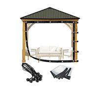 Rideaux d'extérieur imperméables avec œillets - Panneaux latéraux transparents pour terrasse, jardin, porche - Personnalisable - 2 x 5 m