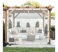 Rideaux d'extérieur imperméables avec œillets pour protection de l'intimité et de l'ombre - Housse latérale en plastique transparent pour terrasse (2 x 4 m)