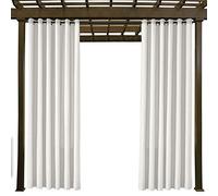 Rideaux d'extérieur imperméables blancs résistants à la décoloration - 228,6 x 182,9 cm (l x L) avec œillets résistants à la rouille pour porche et pergola, parfaits pour la protection solaire et