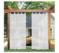 Rideaux d'extérieur imperméables blancs transparents résistants aux intempéries pour balcon, pergola et terrasse, 162 x 274 cm, 1 pièce