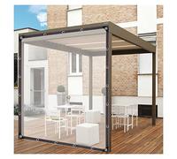 Rideaux d'extérieur imperméables pour terrasse et pergola - Panneaux latéraux en bâche transparente avec œillets, protection UV, 6 x 6 m (couleur : transparent) - Parfait pour le jardin et les espaces