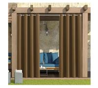 Rideaux d'extérieur imperméables pour terrasse - Rideaux épais à œillets pour pergola, porche, tonnelle, terrasse - 1 pièce marron, 167,6 x 284,5 cm, solution d'intimité résistante aux intempéries