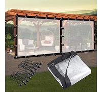 Rideaux d'extérieur imperméables transparents avec œillets - Rideau à isolation thermique pour balcon et terrasse - 4 x 4,5 m
