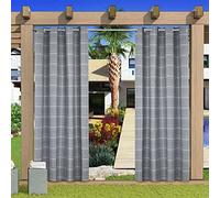 Rideaux D'Extérieur Occultant Printed Bloquer Isolation Thermiques Imperméable Décoration Intérieur/Extérieur De Pergola À Rideau Exterieur,140x200 cm,Small Grid