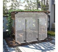 Rideaux d'extérieur - Panneaux latéraux en bâche transparente imperméable avec porte zippée, housse en bâche en PVC résistante aux intempéries, œillets, tonnelle, pergola, terrasse