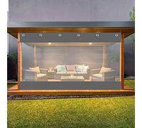 Rideaux d'extérieur personnalisables en vinyle avec panneau de bâche transparente - 100 % résistant aux intempéries, design perforé pour pergolas, porches et tonnelles (4,8 x 2,5 m)