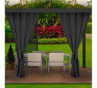 Rideaux d'extérieur pour terrasse 155x220 Noir 2 pcs | rideau d'extérieur résistant aux intempéries | Rideaux d'extérieur pour terrasse, jardin, véranda, pergola