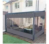 Rideaux d'extérieur résistants aux intempéries de 4 x 3 m avec fenêtres et panneaux de porte en PVC transparent pour décoration de balcon et solutions d'ombrage - Gris