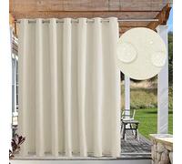 Rideaux d'extérieur résistants aux intempéries - Protection solaire imperméable, coupe-vent, opaque, avec œillets, parfaits pour tonnelle, terrasse, couleur beige