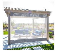 Rideaux d'extérieur robustes en vinyle imperméable pour terrasse - Bâche industrielle avec œillets - Bâche transparente résistante à la déchirure pour pergola, porche, balcon (gris, 3 x 3 x 3 m)