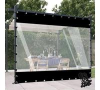 Rideaux d'extérieur robustes imperméables en PVC transparent pour tonnelles et balcons - Anti-déchirure et anti-âge - Taille personnalisable - 6 x 2,5 m - Noir