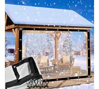 Rideaux d'extérieur transparents avec œillets, panneau pliable robuste et imperméable pour jardin et terrasse, 3 x 1,8 m, résistant aux intempéries, protection de l'intimité