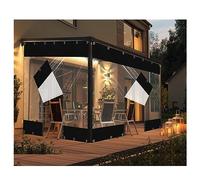 Rideaux d'extérieur transparents en PVC résistant aux intempéries avec fermeture à glissière, panneaux latéraux transparents personnalisables pour pergola, terrasse, porche, tonnelle - Imperméable