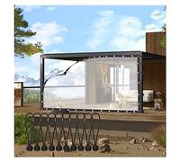Rideaux d'extérieur transparents imperméables avec œillets pour pavillon de jardin et parois latérales d'abri auto - 5 x 4 m - Durable et résistant aux intempéries