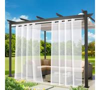 Rideaux D'extérieur Transparents,Rideau D'extérieur avec œillets, 2 Pièces H210XL134 cm,Rideaux Brise-Vue,Rideau Pergola Extérieur,Protection Solaire pour Pavillon,Salon,Terrasse,Jardin (Blanc)