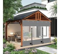 Rideaux en bâche transparente pour tonnelle et terrasse, panneaux latéraux en bâche en PVC imperméable, rideau de pluie personnalisable avec porte zippée, dimensions